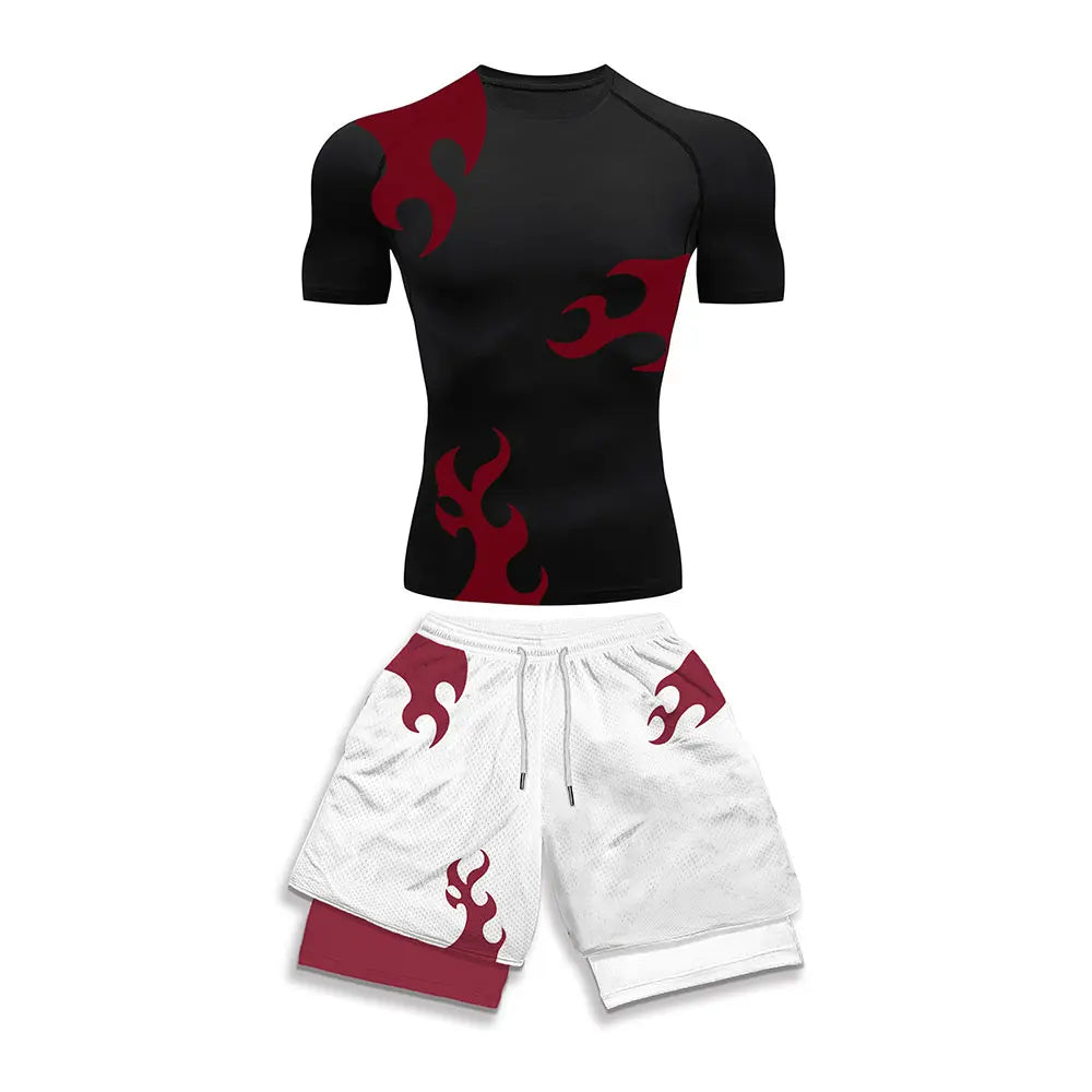 2025 Costume de sport de compression imprimé à la mode Vêtements d'été Costume athlétique pour hommes - Élégant Fitness Running Ensemble deux pièces décontracté