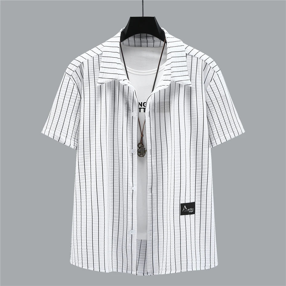 Ensemble chemise à rayures pour hommes, chemise courte, mode décontractée, grande taille 10XL, 11XL, vêtements d'été