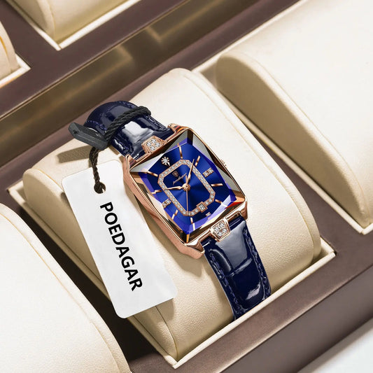 POEDAGAR classique luxe femmes montres étanche en cuir Date mode femme montre élégante de haute qualité Quartz femmes montre-bracelet