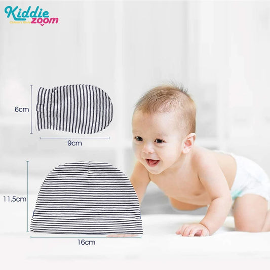 Kiddien'aime-Ensemble bonnet et gants pour nouveau-né, accessoires de vêtements pour bébé garçon, bonnets 100% coton, chapeau d'hôpital, mitaines trempées, 0-6M, lot de 10 pièces