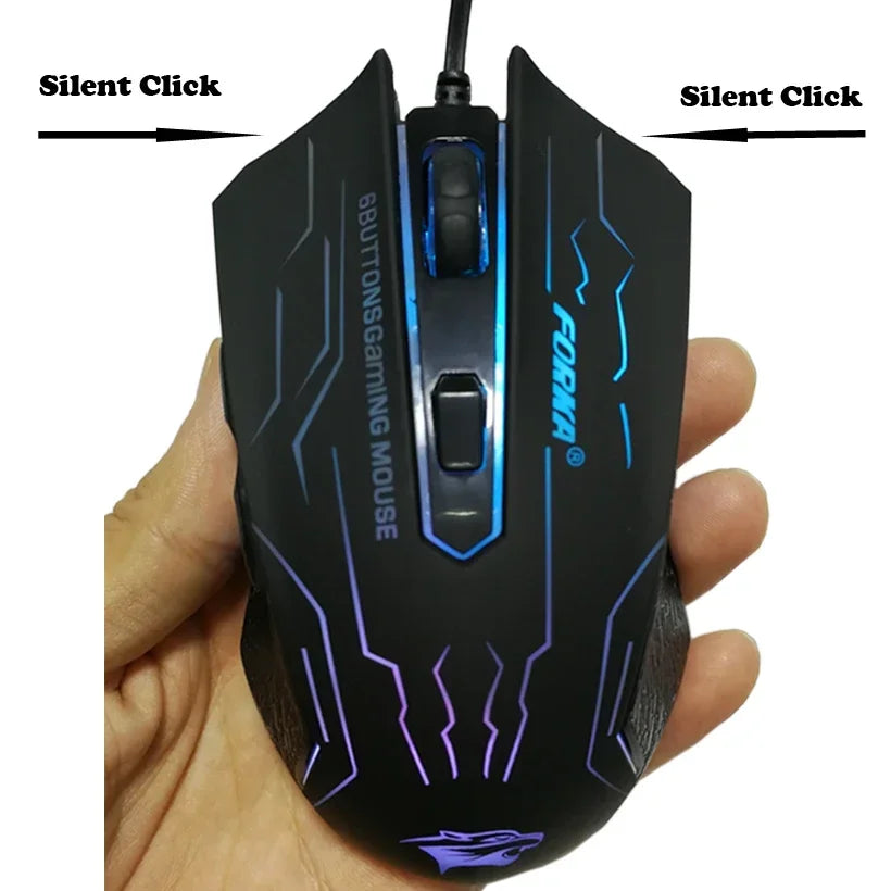 FORKA silencieux clic USB filaire souris de jeu 6 boutons