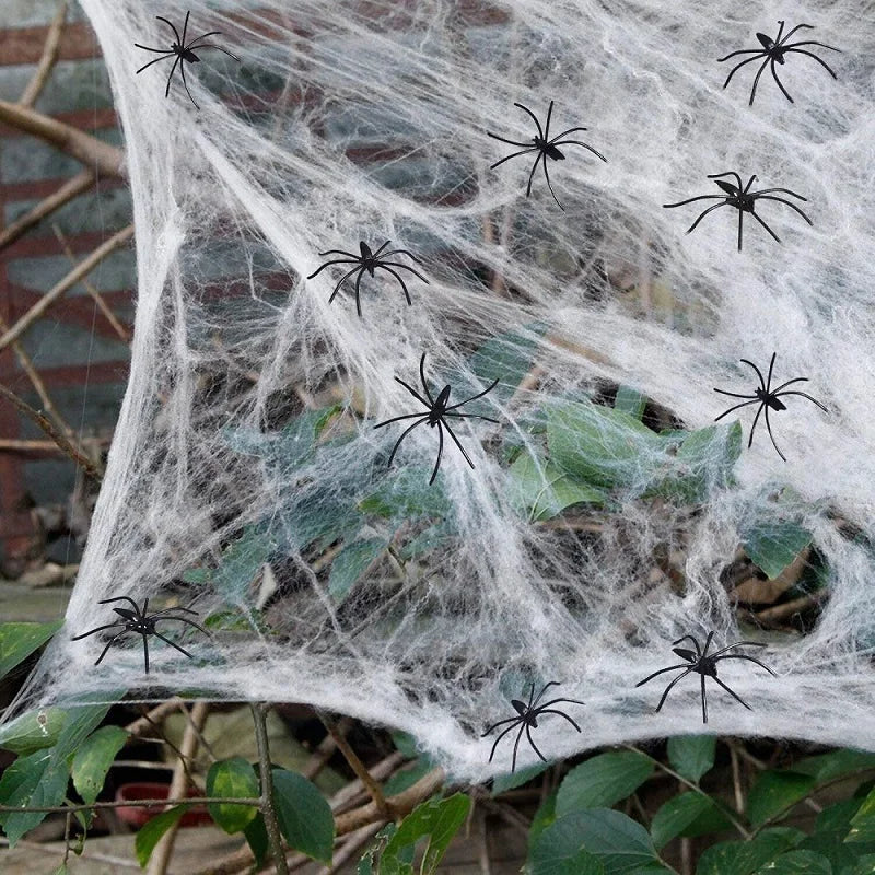Décoration d'halloween, accessoires de fête, décorations pour événements, cri Festa, toile d'araignée, accessoires d'extérieur noirs, maison hantée