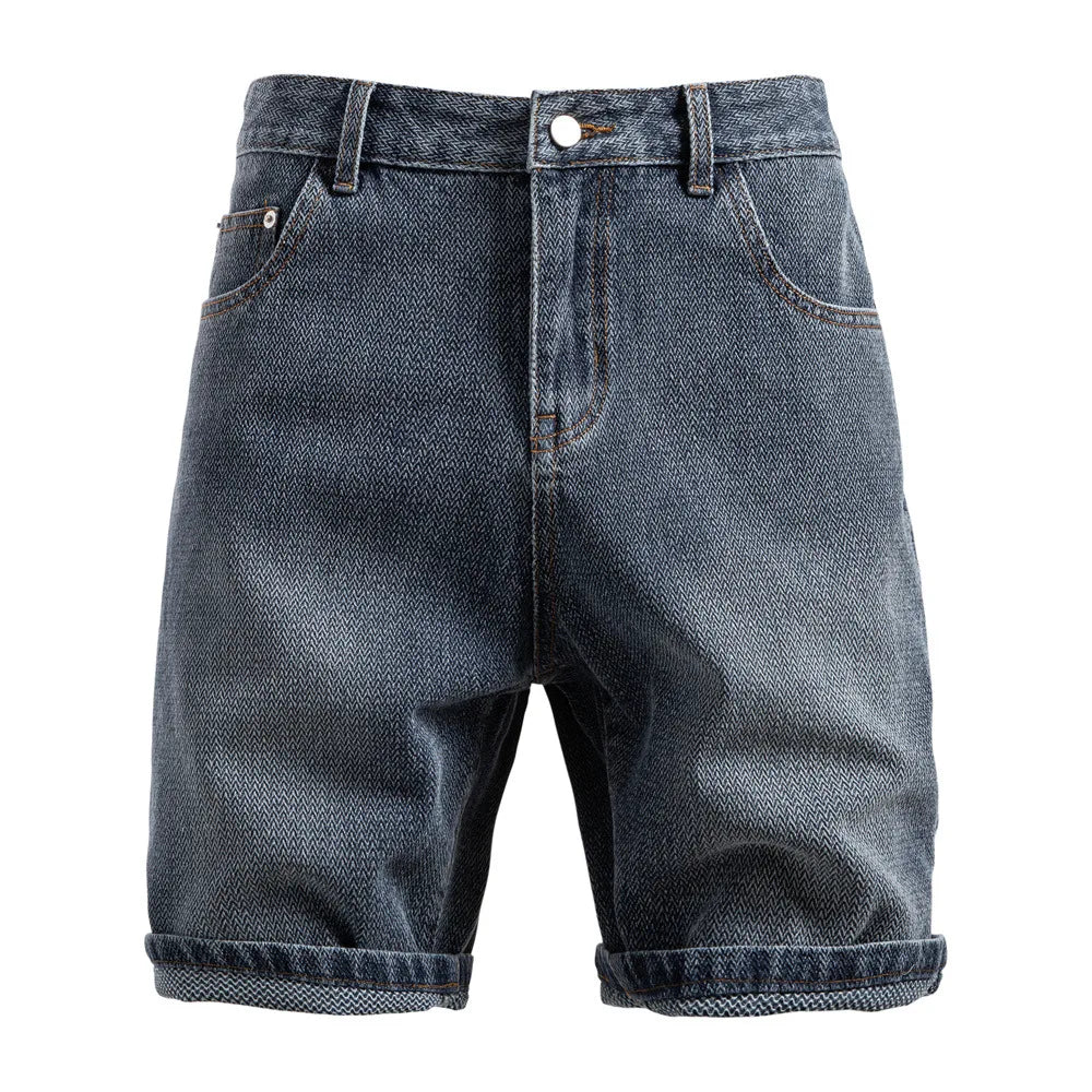 2025 été nouveau short en jean à grain étoile hommes Europe et états-unis rétro pantalon droit short en jean pour hommes EUR2XL