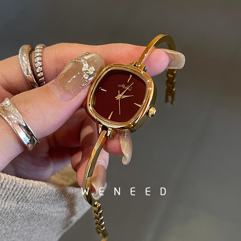 Ankela-Montre rouge pour femmes, rétro, haut de gamme,collection 2025