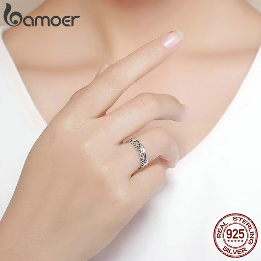 BAMOER 100% 925 argent Sterling empilable Collection animale éléphant famille bagues pour les femmes à la mode bijoux en argent SCR344