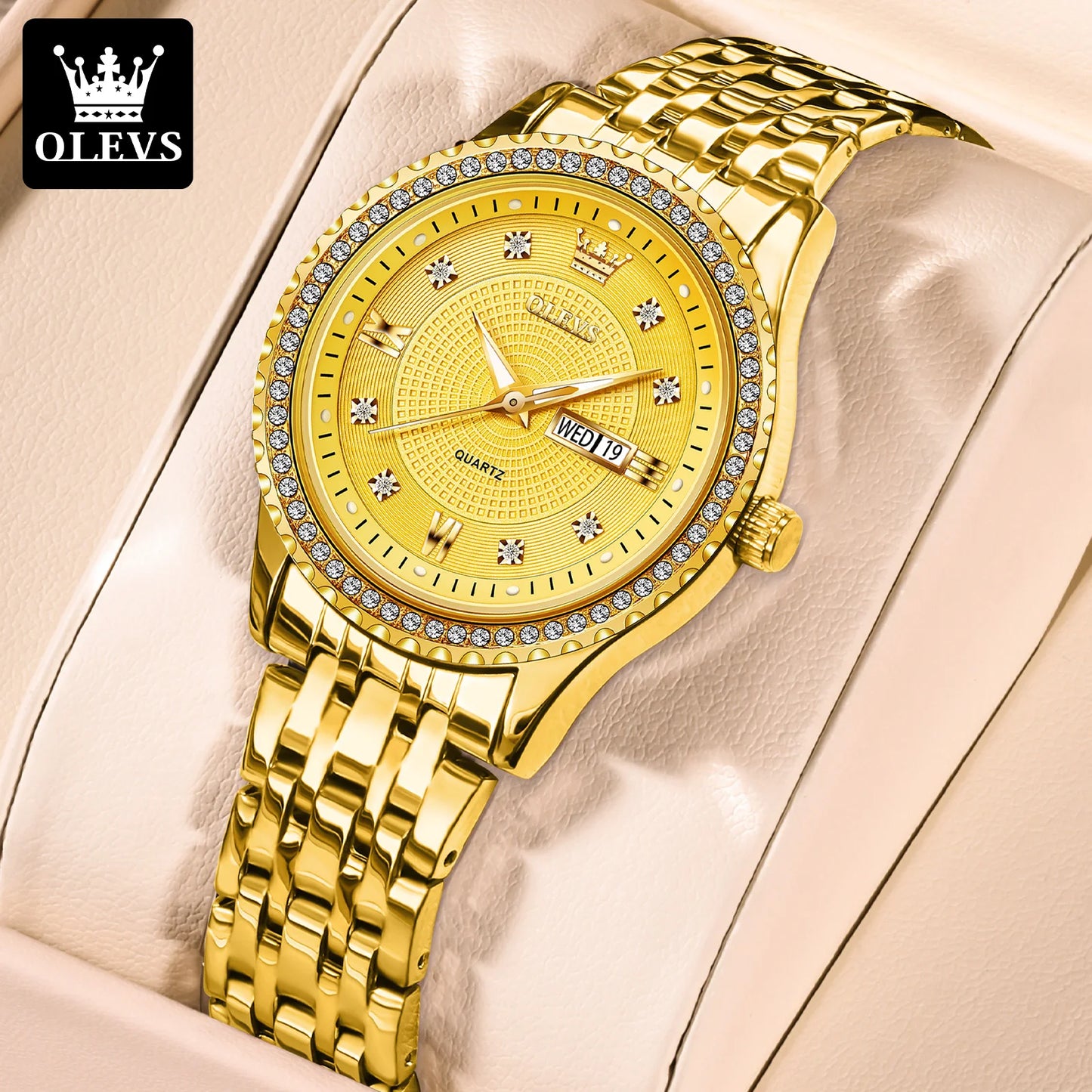 OLEVS-Montre à quartz étanche pour femme, montre-bracelet, calendrier, haute qualité, design élégant, luxe, tendance, original