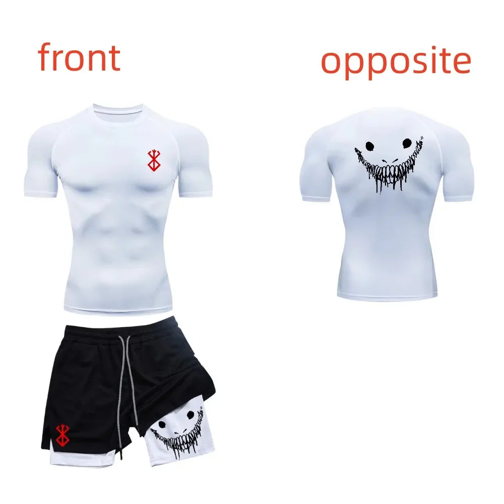Ensemble de fitness décontracté à la mode pour hommes, vêtements de sport à séchage rapide, shorts + chemise, ensemble 2 pièces, course à pied, entraînement, été