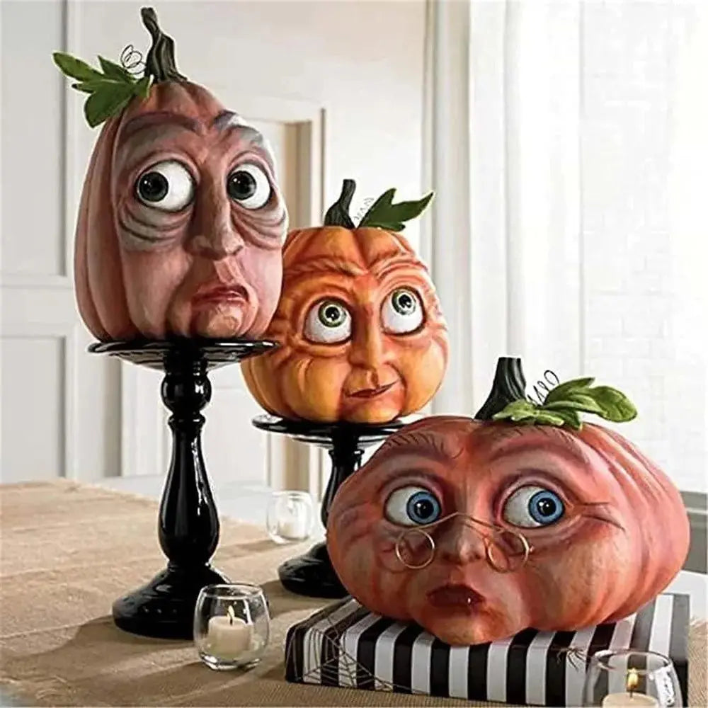 Accessoires de Décoration Extérieure d'Halloween, Tête de Citrouille Mutée, ixFantôme, Cour, Jardin Nik