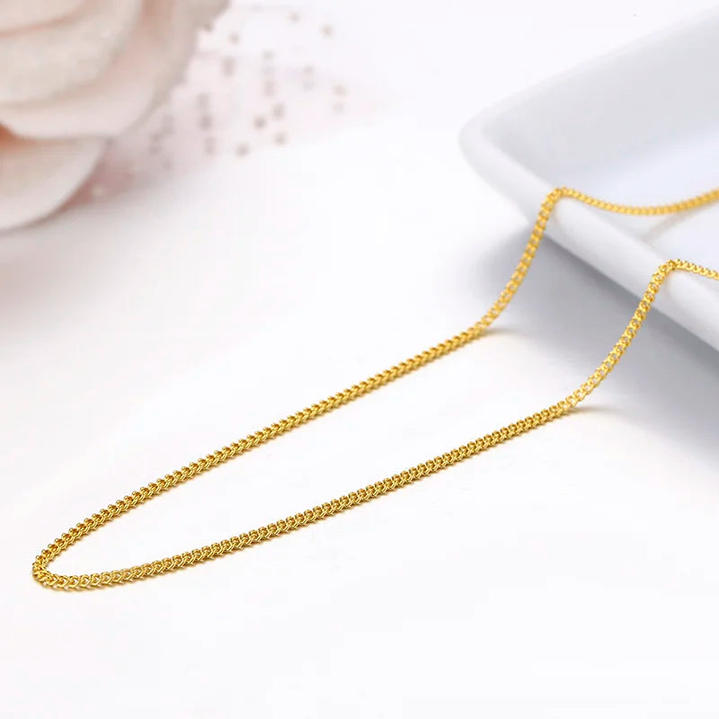 35 cm-80 cm 1mm mince 925 en argent Sterling couleur or jaune gourmette chaîne colliers ras du cou femmes filles bijoux Kolye Collares Collier
