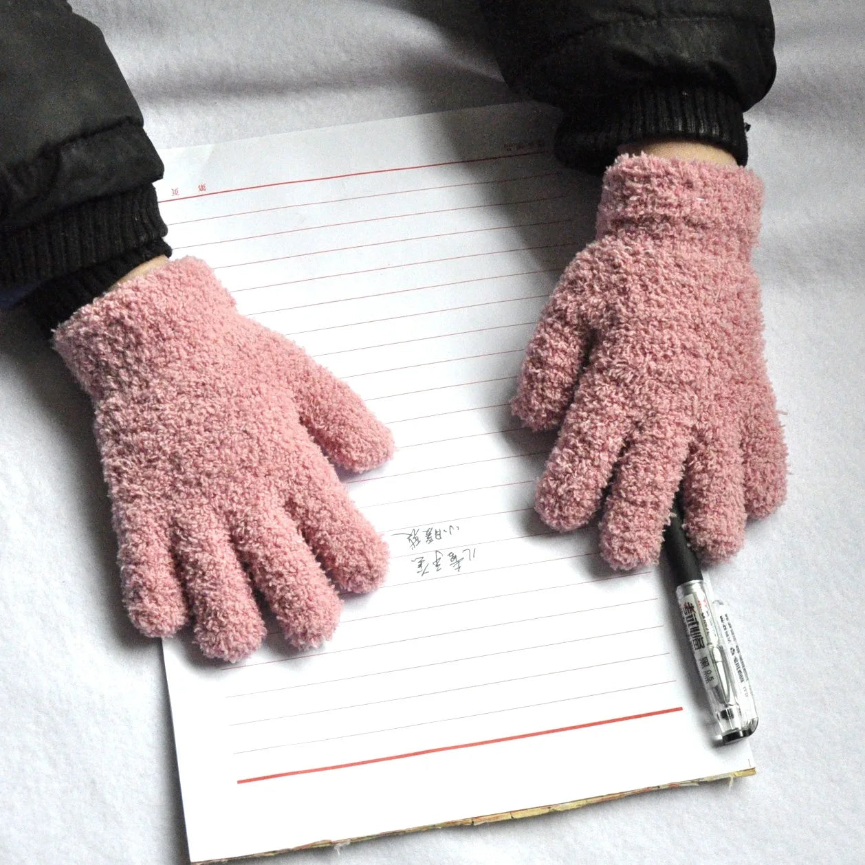 Gants d'hiver en fourrure pour enfants, mitaines à doigts complets, gants doux, garder au chaud, sourire, épais, bébé, enfants de 3 à 6 ans