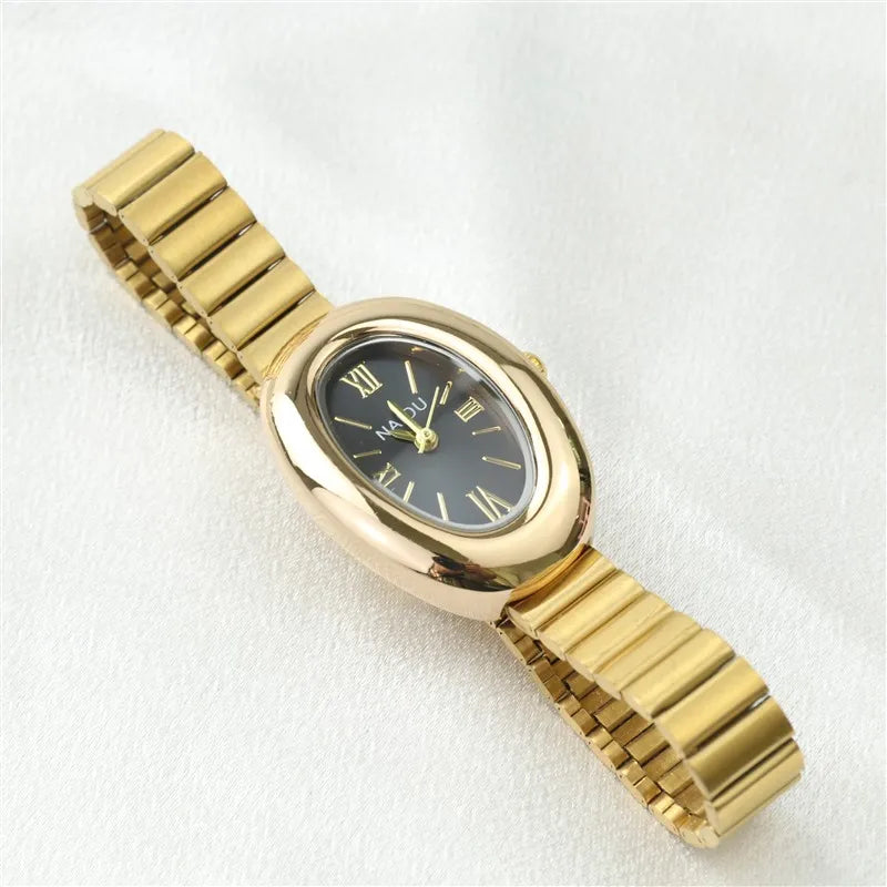 Belles montres ovales pour femmes et filles, bracelet Simple en cuir et acier inoxydable, nouvelle collection 2025