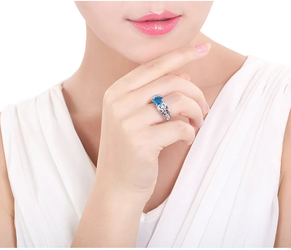 Bague multicolore en argent regardé 925 avec cœur d'amour, bijoux de mariage, cadeau pour mère, classique, authentique, 5 documents