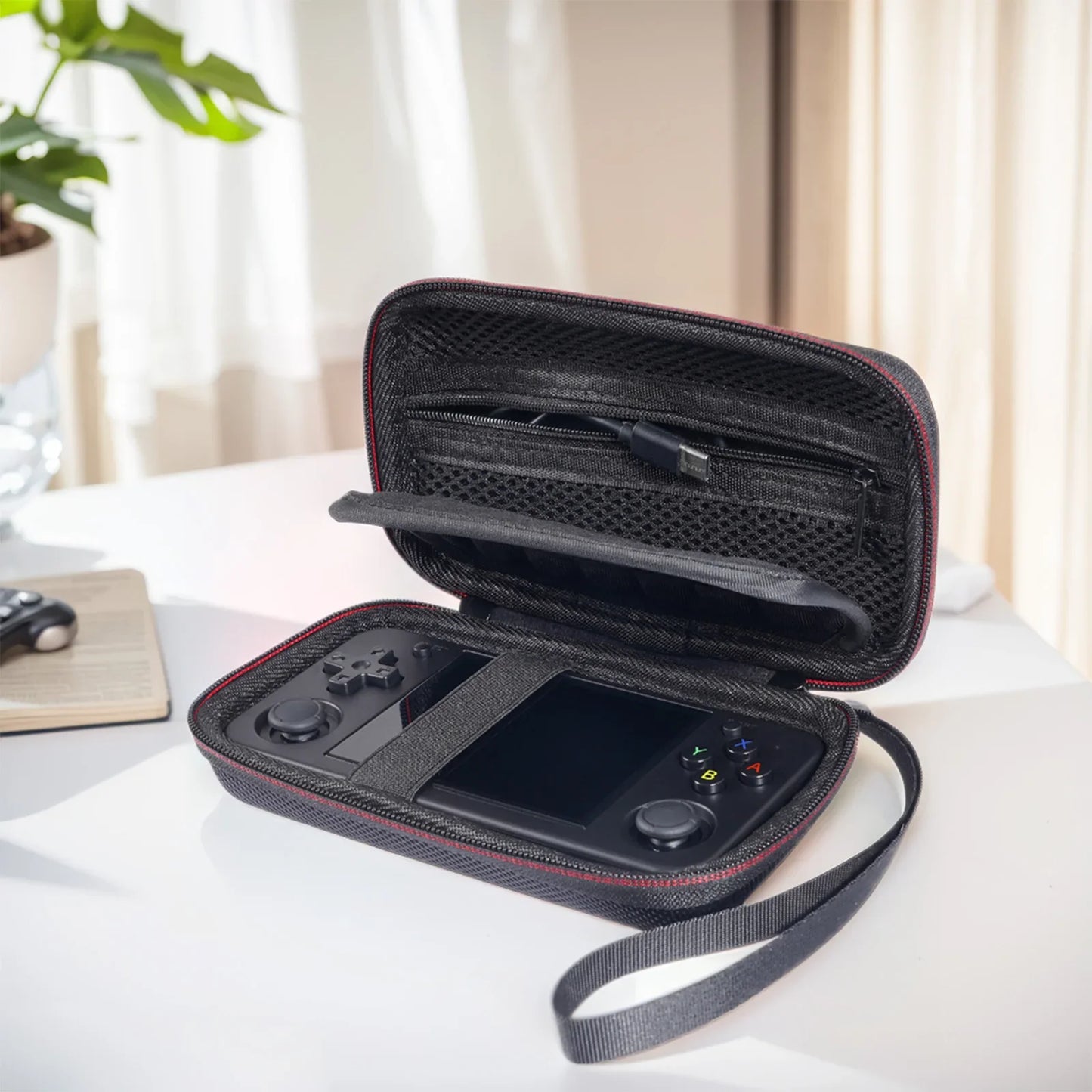Hard Carrying Case for ANBER Alfred Retro Game Console Travel Storage Holder with SD Card Mesh Bag Portable Bag RG35XX H RG353M