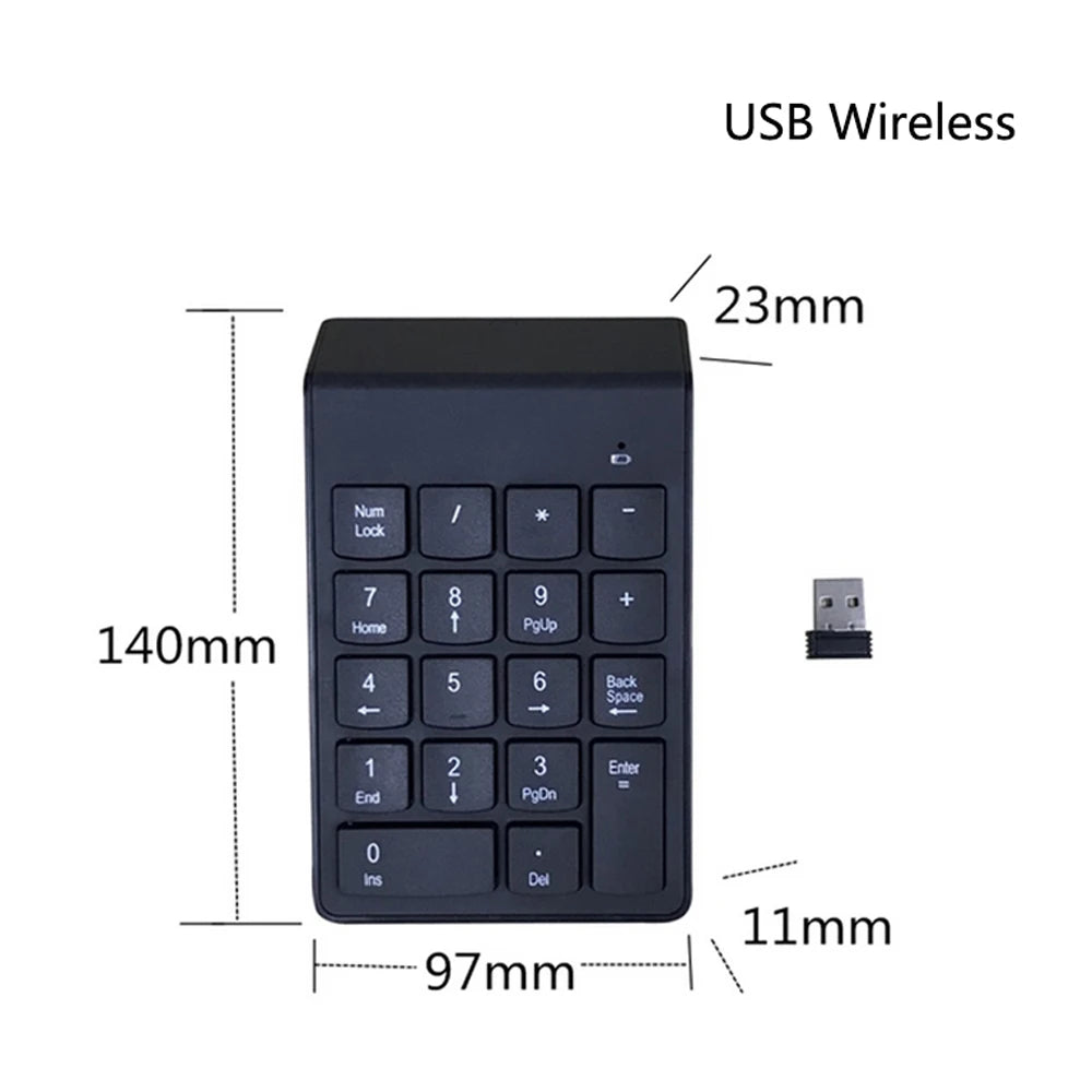 Mini clavier numérique filaire USB sans fil, pavé numérique pour la comptabilité, caissier bancaire, ordinateur portable, ordinateur portable, tablettes, 18 prédire