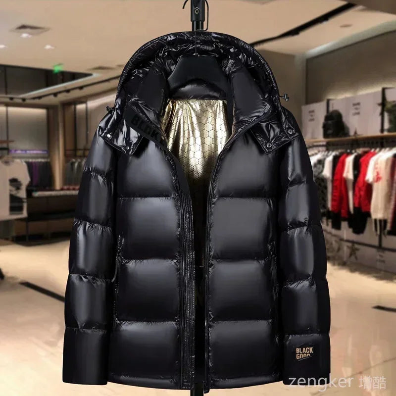 Hiver grande taille manteau hommes court épaissi chaud visage brillant grande taille noir or mode manteau décontracté 190kg 12xl vestes pour hommes