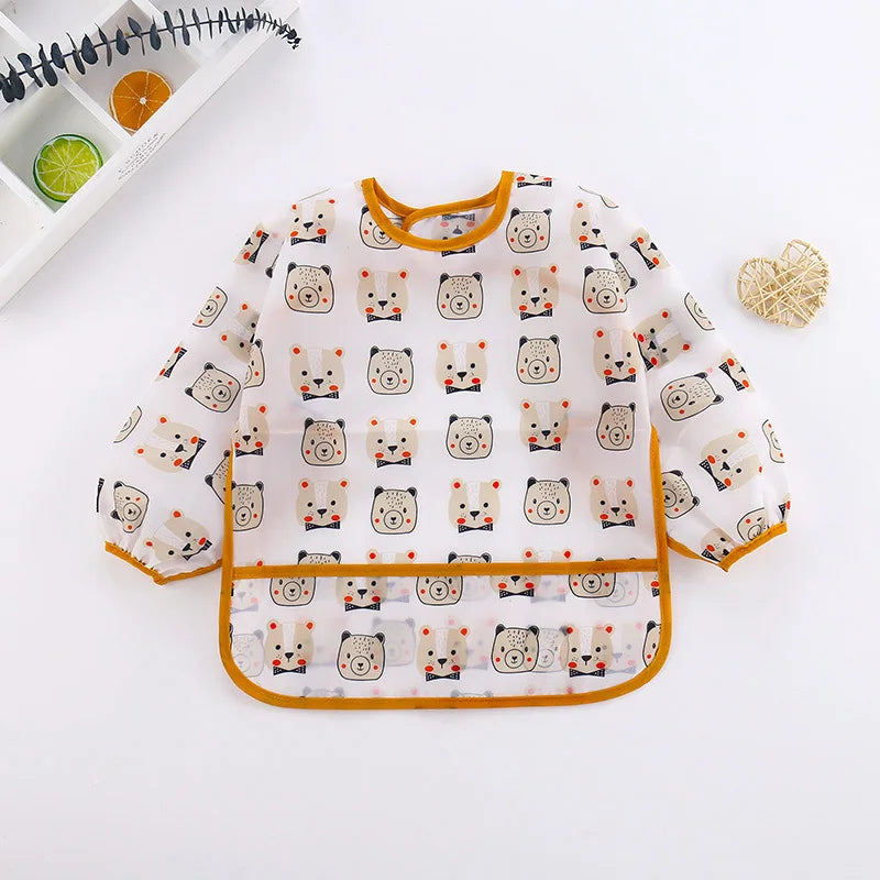 Nouveau bavoir bébé dessin animé enfant en bas âge imperméable à manches longues enfant tablier d'alimentation bébé mignon Art Smock vêtements bébé trucs pour 0-6 ans