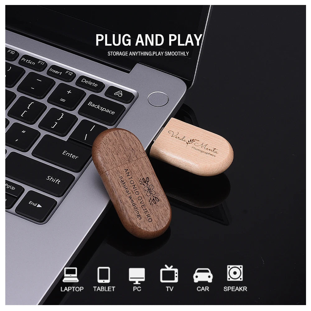 JASTER USB 3.0 haute vitesse boîte en bois Logo personnel clé USB 8GB 16GB 32GB 64GB