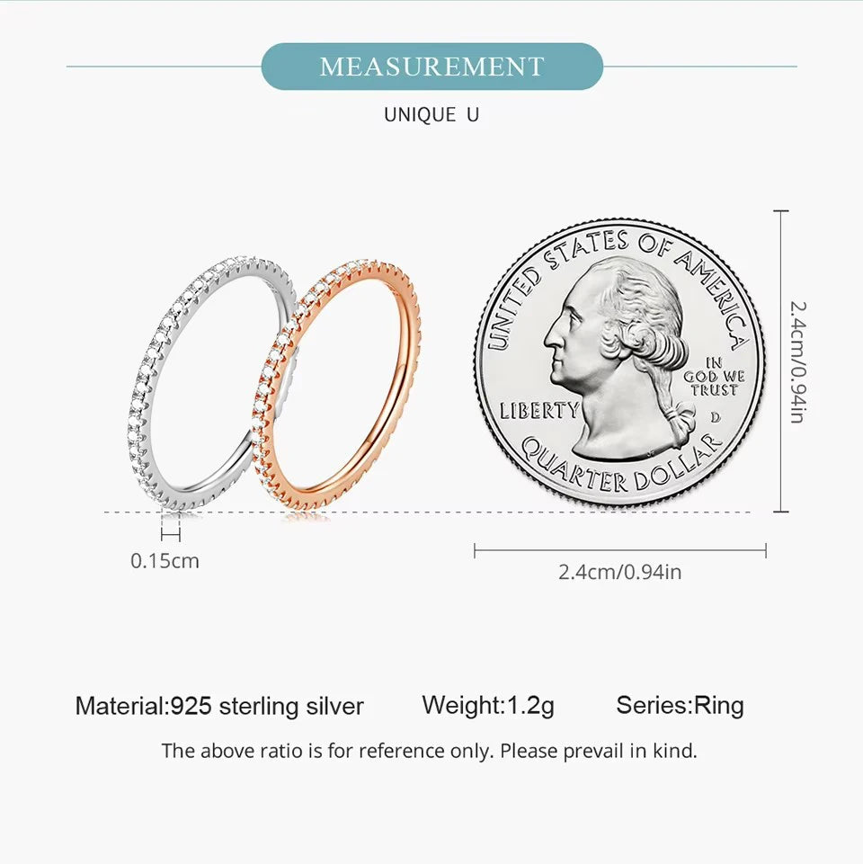 WOSTU – bagues en argent Sterling 100% véritable pour femmes, bijoux de fiançailles, géométriques simples, rondes, empilables, CQR066