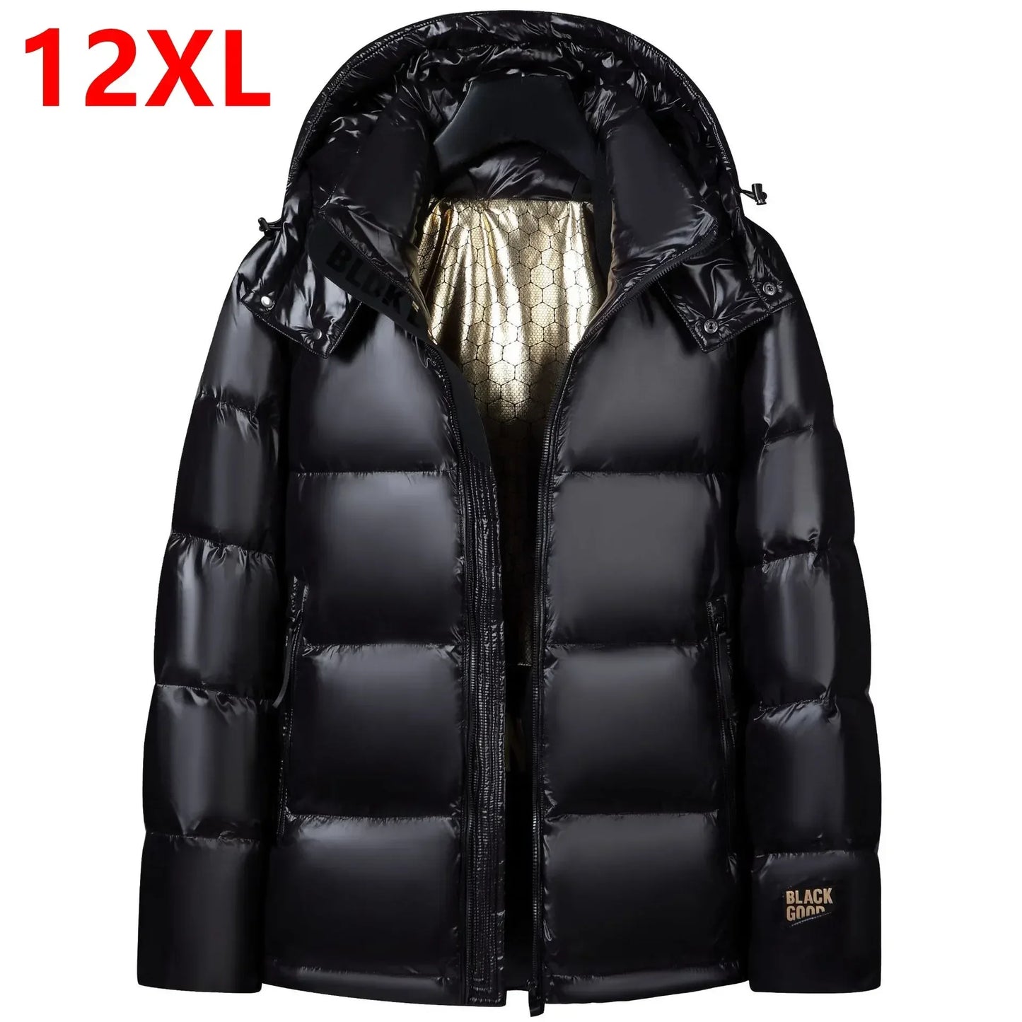 Hiver grande taille manteau hommes court épaissi chaud visage brillant grande taille noir or mode manteau décontracté 190kg 12xl vestes pour hommes