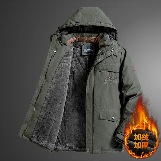 Hommes hiver Parka doudoune militaire coupe-vent à capuche Parka mâle col de fourrure polaire Parkas hommes mode décontracté épais veste