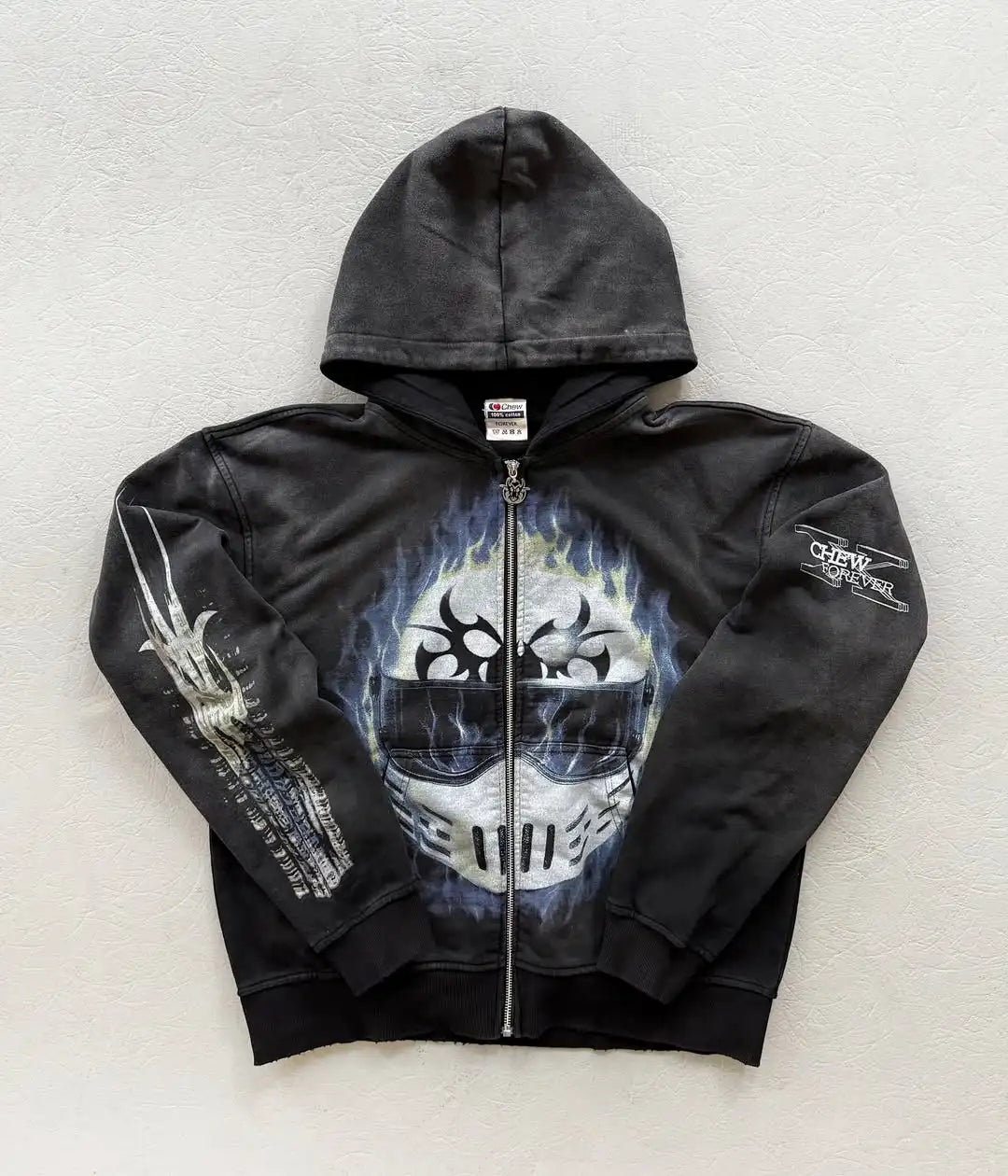 Hip hop mode rétro hommes Y2k fermeture éclair sweat à capuche Harajuku gothique nouvelle veste tendance américaine ample surdimensionné sweat