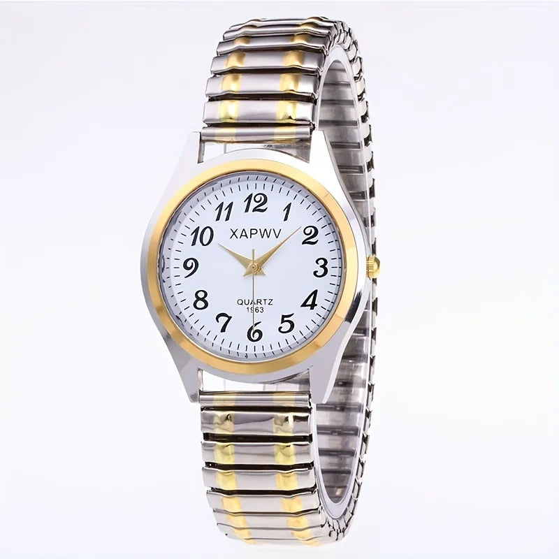 Bande élastique élastique Quartz Couple mode paire montre d'âge moyen et personnes âgées grand cadran pointeur Surface numérique montre pour hommes femmes