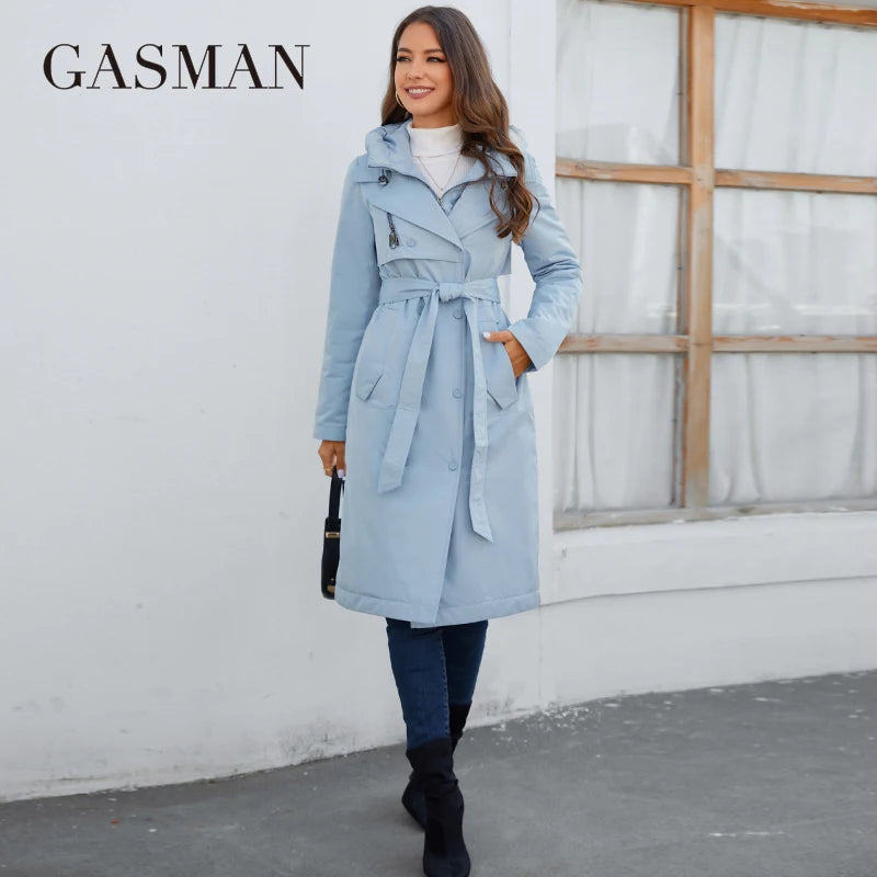 GASMAN – doudoune longue en coton fin pour femme, 2023