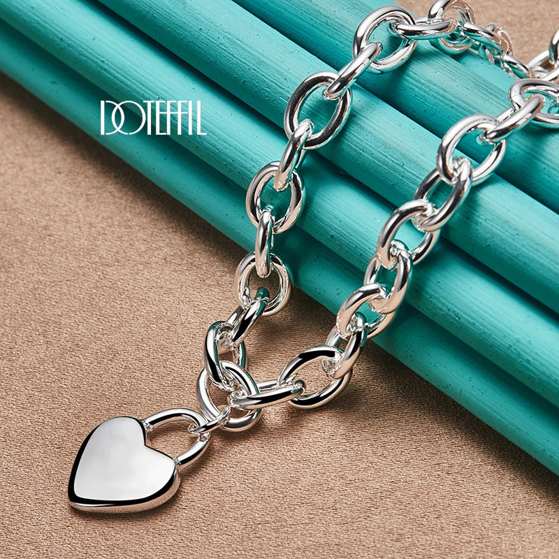 DOTEFFIL – collier avec pendentif en forme de cœur en argent Sterling 925, chaîne de 18 pouces pour femmes, bijoux de fiançailles et de mariage à la mode