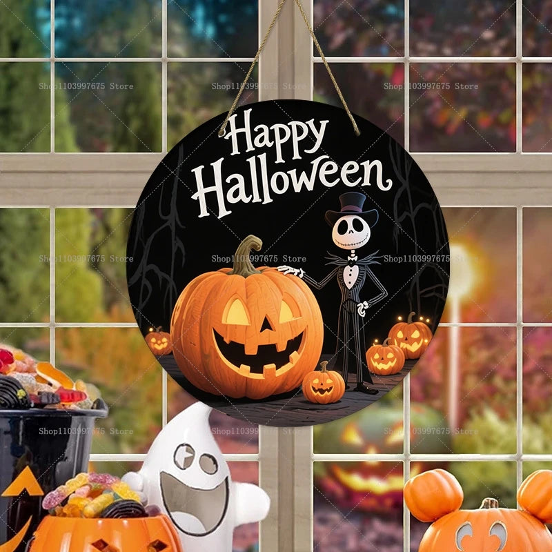 Décoration de fête d'halloween le cauchemar avant noël, panneau en bois citrouille, panneau mural suspendu, porte d'entrée, décoration de maison, cadeaux pour enfants