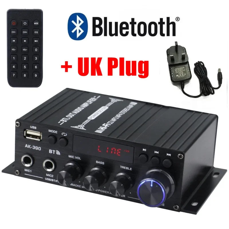 WOOPKER-Amplificateur de son pour système audio-visuel domestique, lecteur multimédia de basse de médailles numériques stéréo, amplificateur de puissance HiFi, AK390, BT 5.0, 800W