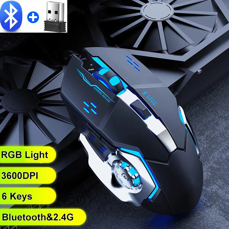 Souris Bluetooth 2.4Ghz souris de jeu souris sans fil Rechargeable USB mécanique e-sports rétro-éclairage souris de joueur pour ordinateur portable