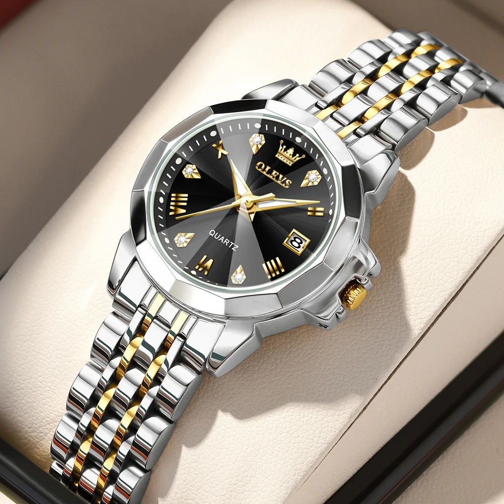 OLEVS 9931X femmes montres mode originale parfumé montre à Quartz étanche losange en acier inoxydable Date