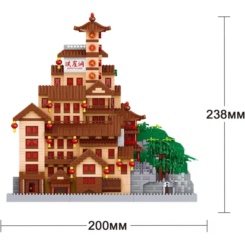 4088 pièces Lezi mini blocs briques de construction jouets adulte Puzzle Architecture chinoise Hongya grotte Chongqing décorations pour la maison cadeau 8259