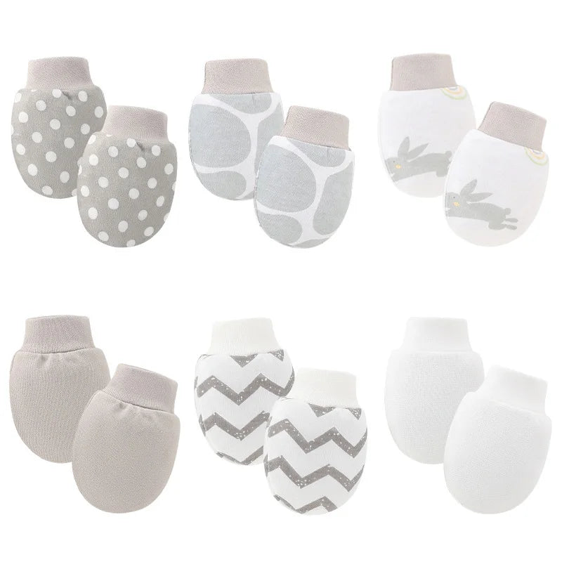 Gants de Protection pour nouveau-né, 6 paires/lot, mitaines pour bébé garçon, en coton doux, anti-rayures, imprimés de dessins animés, fournitures pour nourrissons filles
