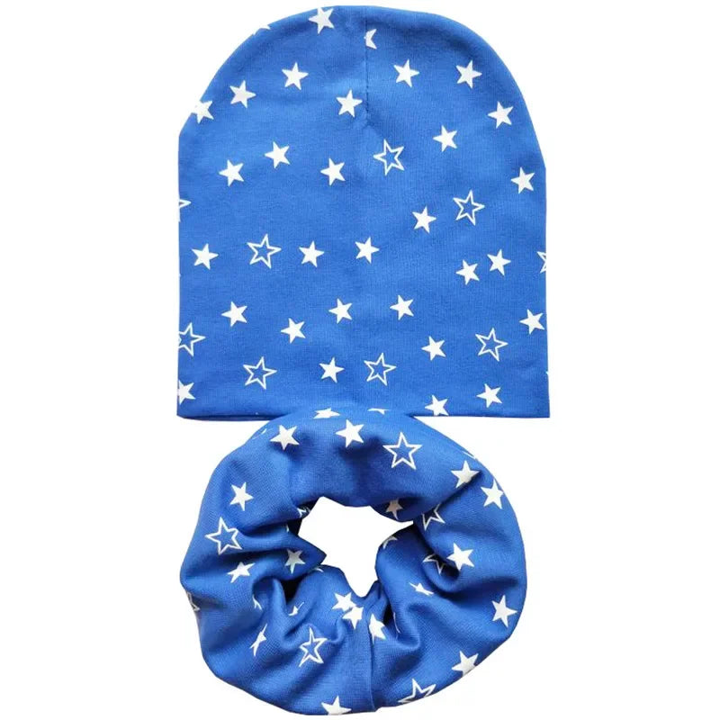 Chapeau en coton imprimé étoile pour bébé, casquette pour tout-petits, écharpe pour bébé, bonnet pour enfants, chapeaux pour garçons et filles, automne et hiver