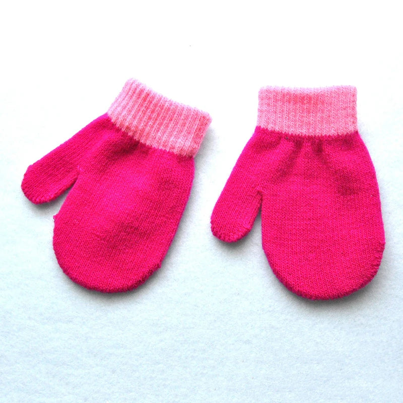 Gants d'hiver chauds pour bébés de 1 à 4 ans, mitaines tricotées en Patchwork, gants à doigts complets pour étudiants de la maternelle