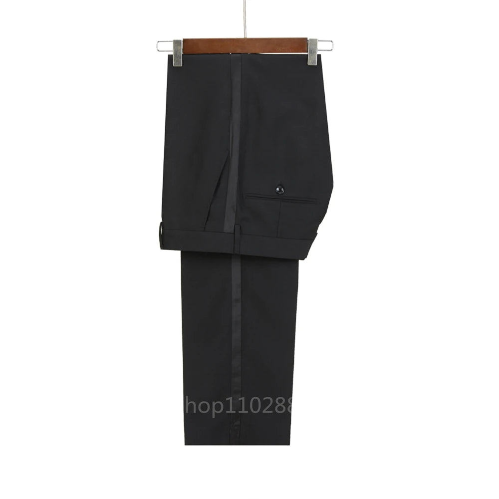 Smoking à revers en satin noir imbibé pour hommes, double boutonnage, châle de mariage, costume de fête, vêtements pour hommes, marié, nouveau, 2024, 2 pièces