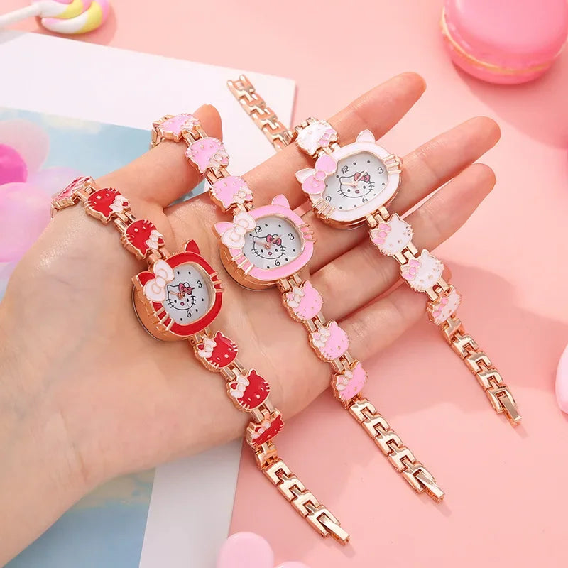 Hello Kitty montre enfants décontracté montres à Quartz rose