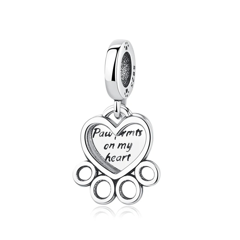 Original 925 en argent Sterling breloque perle amour chien chat patte Panda luciole pendentif breloques idéal pour bracelet colliers femmes bijoux