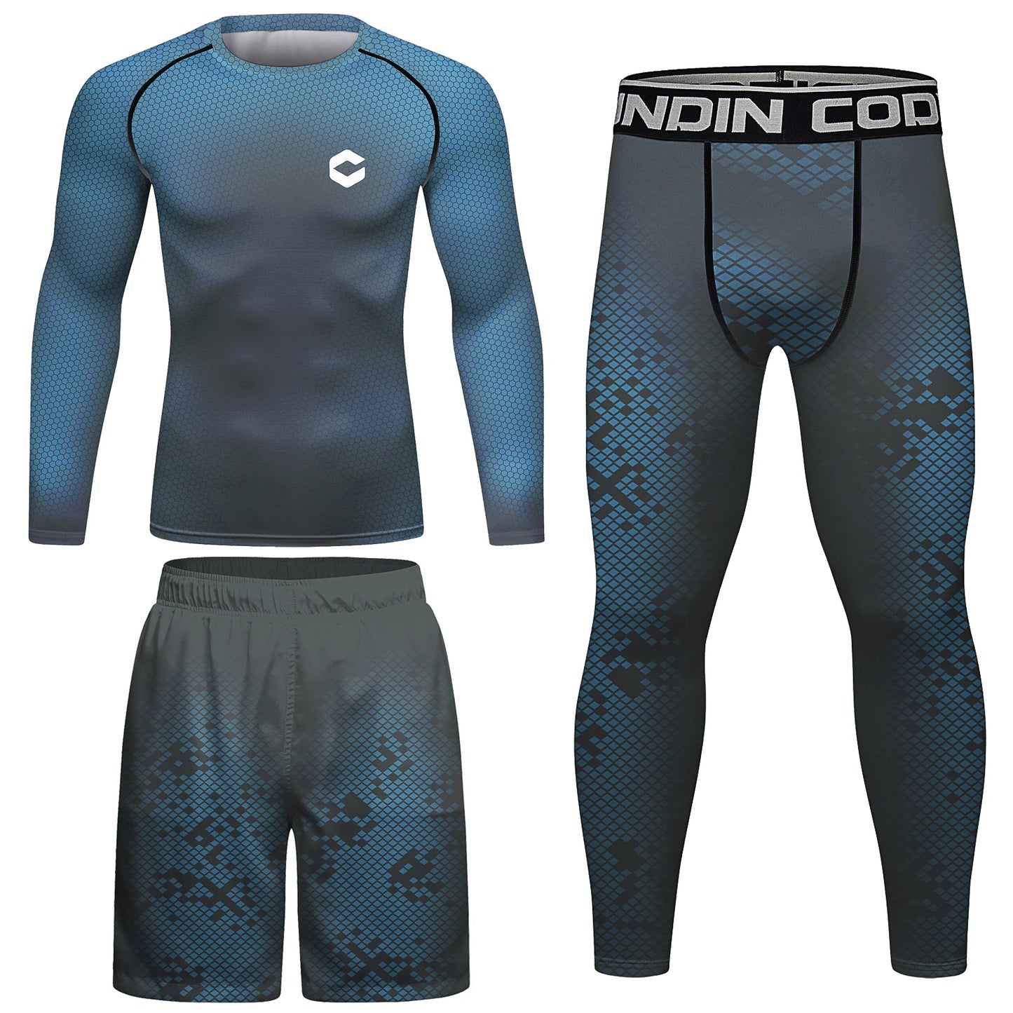Ensemble d'entraînement de kickboxing pour hommes, survêtement bleu, maillot de bain anti-uv, short Rashguard + MMA, Jujitsu BJJ, pas de kits Gi, prix de gros