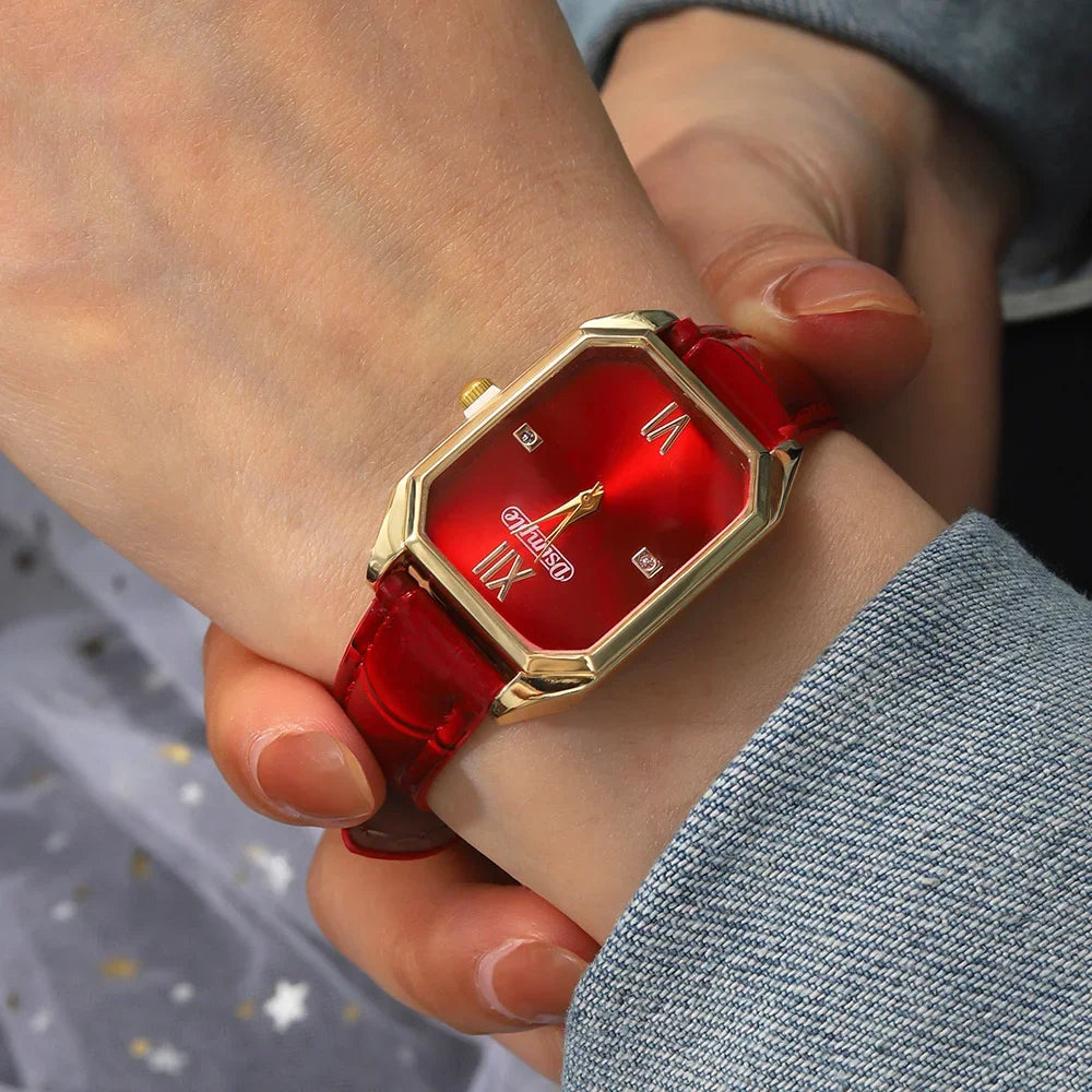 Montre de luxe élégante en cuir Pu pour femmes, montre à Quartz
