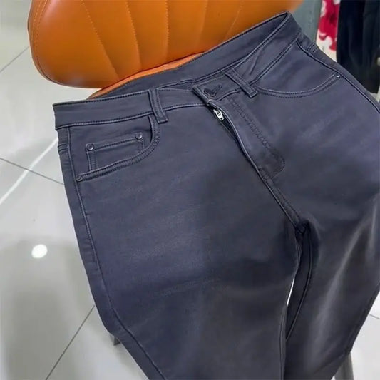 Jeans en denim de style coréen pour hommes, pantalons crayon, streetwear décontracté, gris fumée, petit ami, noir, mince, mode de luxe, vêtements de créateur