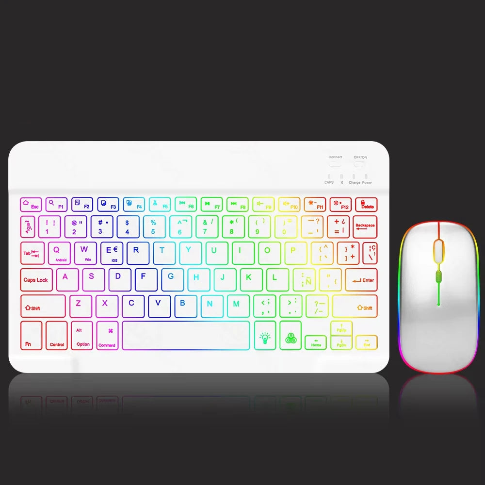 Rétro-éclairage Bluetooth clavier souris rvb clavier sans fil rétro-éclairé clavier anglais Rechargeable pour IOS Android Windows iPad