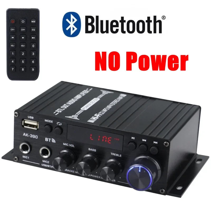 WOOPKER-Amplificateur de son pour système audio-visuel domestique, lecteur multimédia de basse de médailles numériques stéréo, amplificateur de puissance HiFi, AK390, BT 5.0, 800W