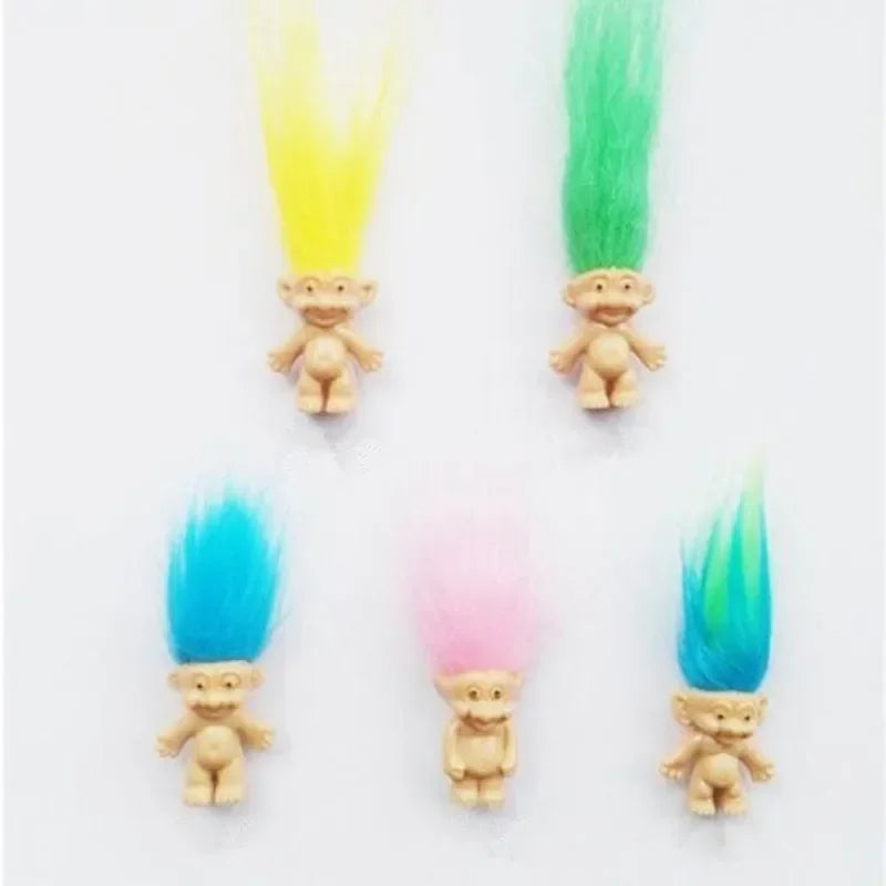 5 pièces/lot drôle Trolls poupées Anime figurine cheveux colorés membres de la famille modèles enfants jouets pour enfants cadeau nostalgique adulte