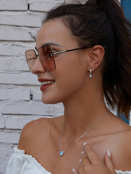 BAMOER-Collier mauvais œil bleu en argent regardé 925 authentique pour femme, pendentif porte-bonheur, colliers de la présidence, bijoux fantaisie, SCN099