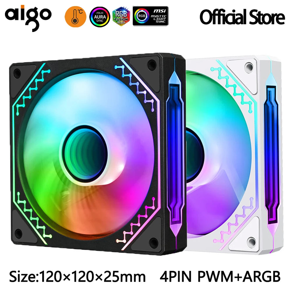 Aigo PC boîtier ventilateur Gamer ordinateur 120mm RGB Kit ventilateurs 4PIN PWM refroidisseur d'eau CPU ventilateur de refroidissement 3pin5v espace illimité Argb ventilateur