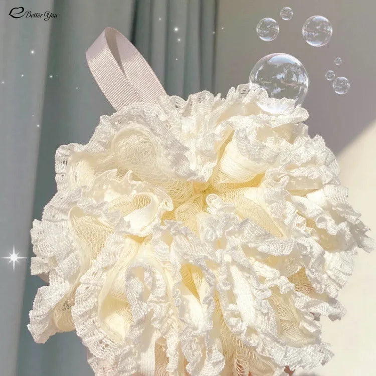 Éponge Loofah pour bain-douche, grande taille, Pouf, épurateur de corps, serviette à frotter, lavage moussant, boule de bain, éponge en maille