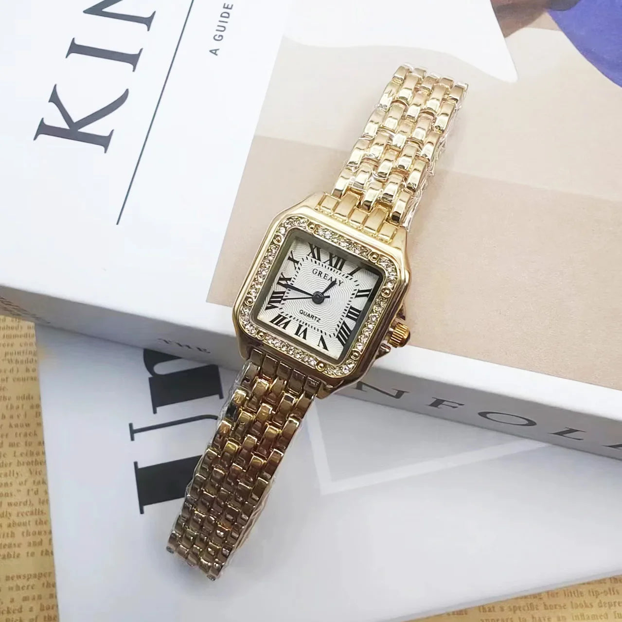 Montre-bracelet à quartz carrée pour femme, bracelet en acier simple, argent