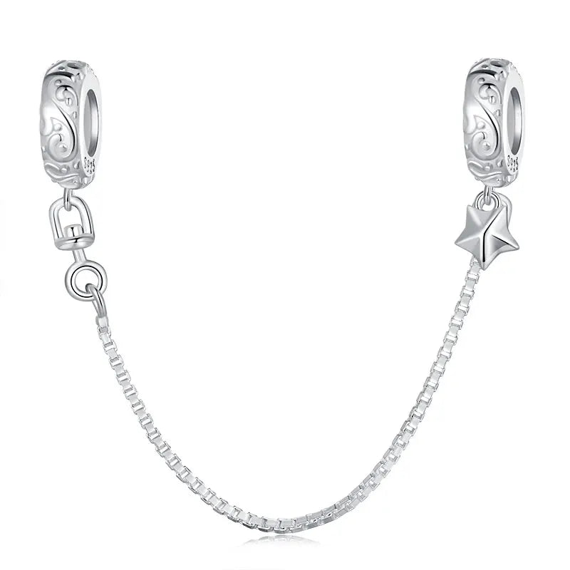 Meilleure vente 100% argent Sterling 925 la clé de coeur silicone sécurité chaîne breloque Wostu Original perles Bracelet bijoux CQC606